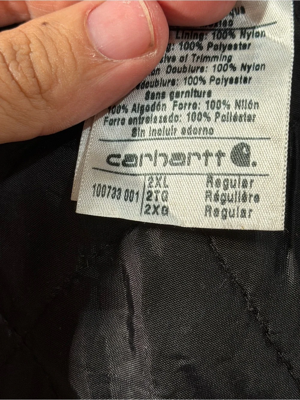 Vintage Carhartt Quilt lined Insulated Black Canvas Jacket Mens XXL 100733 001